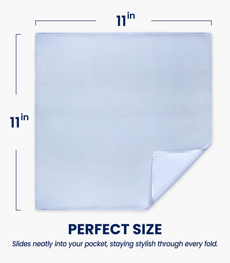 Selected Hanky 100% Pure Silk Pocket Square Solid Color, Light Blue, One Size - Image 3