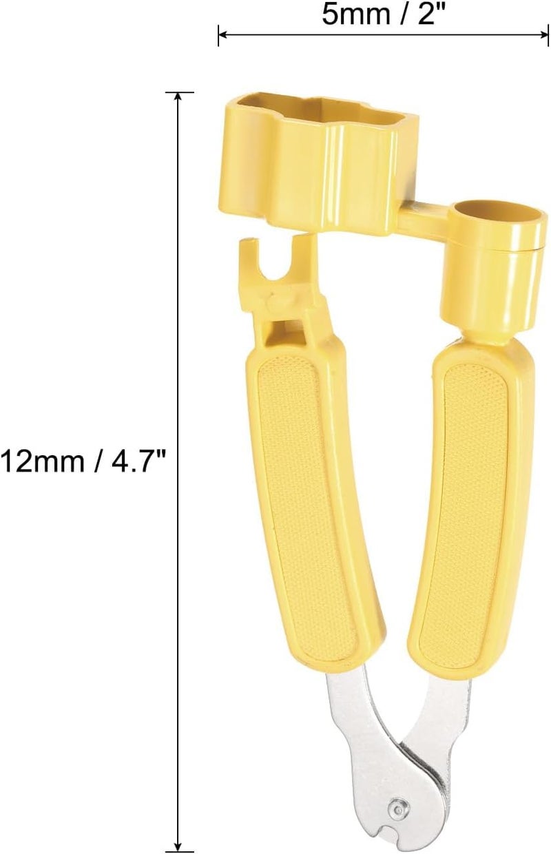 PERLMAN 3-in-1 Guitar String Winder, Cutter & Bridge Pin Puller - Multifunctional String Maintenance Tool (Yellow) - Image 2