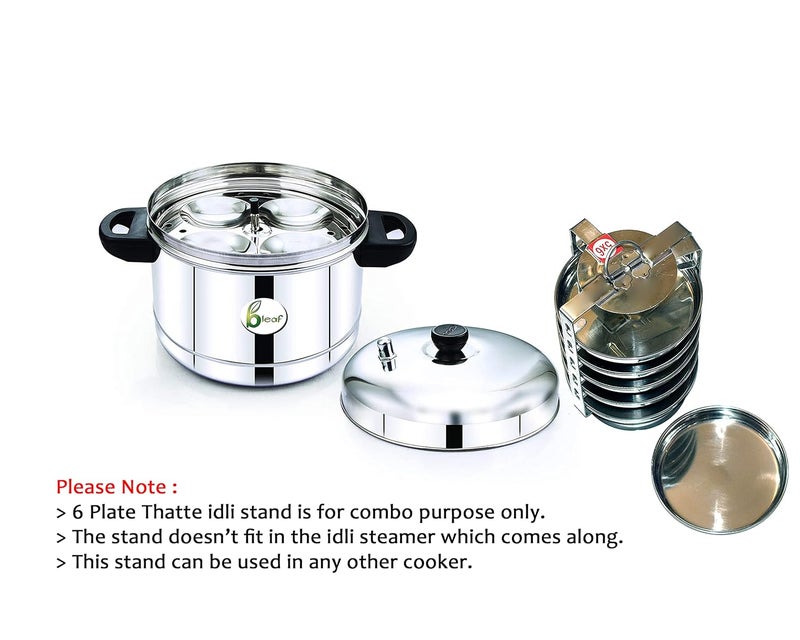 BLeaf Stainless SteelInduction Idli cooker with Regular Idli StandIdli Plates 6 Plates 24 Idlis 6 Plate Thatte Idli Stand 6 Plate 6 Idli - Image 2