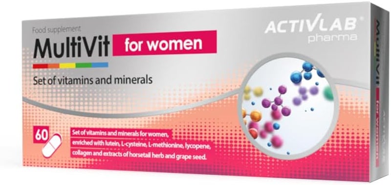 Activlab Pharma MultiVit for Women - Complete Set of Vitamins and Minerals with Collagen and Herbal Extracts - 60 Capsules - Image 1