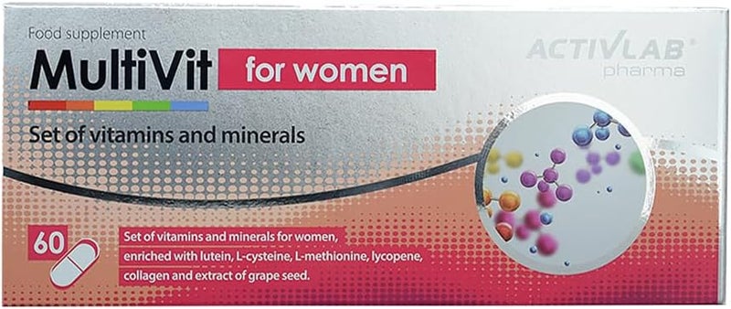 Activlab Pharma MultiVit for Women - Complete Set of Vitamins and Minerals with Collagen and Herbal Extracts - 60 Capsules - Image 2