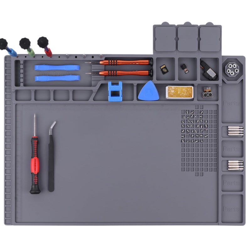 HPFIX Premium Heat Resistant 932Â°F Magnetic Soldering Mat, 17.3'' x 11.8'' Electronics Repair Work Mat for Soldering, Electronics Computer Cellphone Repair, BGA Soldering Gun Iron Workbench Protection - Image 1