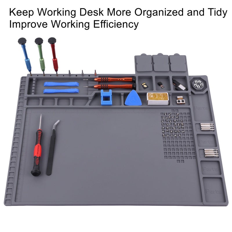 HPFIX Premium Heat Resistant 932Â°F Magnetic Soldering Mat, 17.3'' x 11.8'' Electronics Repair Work Mat for Soldering, Electronics Computer Cellphone Repair, BGA Soldering Gun Iron Workbench Protection - Image 2