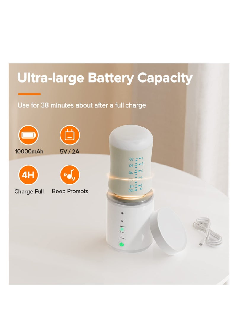Excefore Portable Bottle Warmer, 5Adapters, Rechargeable Bottle Warmer for Travel, 4 Accurate Temperature Adjustable & Beep Prompt, Cordless Baby Bottle Warmer for Breastmilk or Formula - Image 3