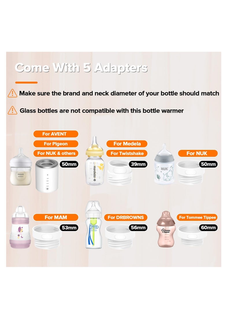 Excefore Portable Bottle Warmer, 5Adapters, Rechargeable Bottle Warmer for Travel, 4 Accurate Temperature Adjustable & Beep Prompt, Cordless Baby Bottle Warmer for Breastmilk or Formula - Image 2