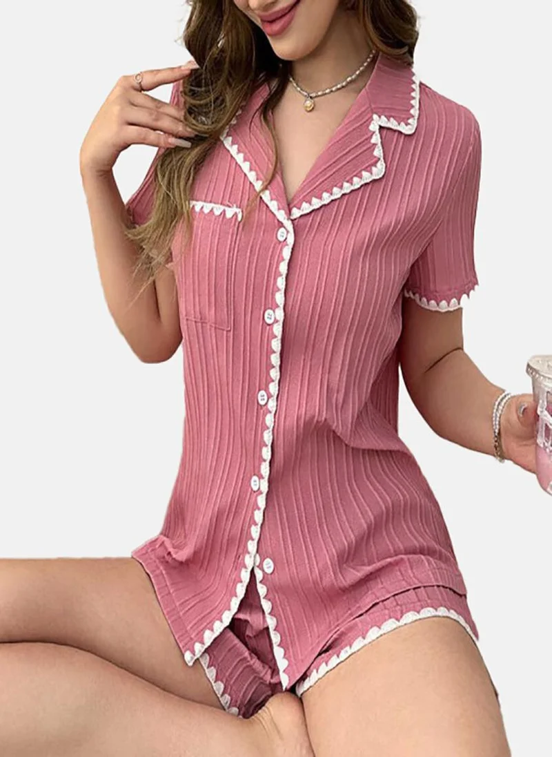 يونيكي Mauve Solid Shorts & Shirt