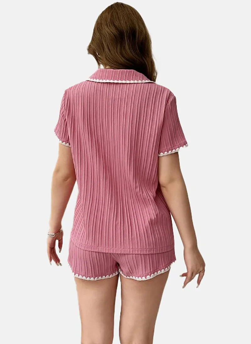 يونيكي Mauve Solid Shorts & Shirt