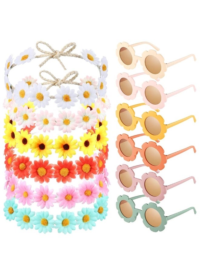 Coume Groovy Retro Flower Sunglasses Headbands Party Favors Daisy Flower Costume Accessories Set 60s 70s Party Gifts for Kids - Image 3
