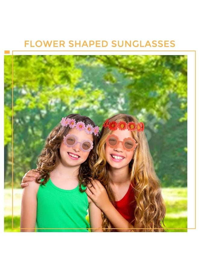 Coume Groovy Retro Flower Sunglasses Headbands Party Favors Daisy Flower Costume Accessories Set 60s 70s Party Gifts for Kids - Image 2