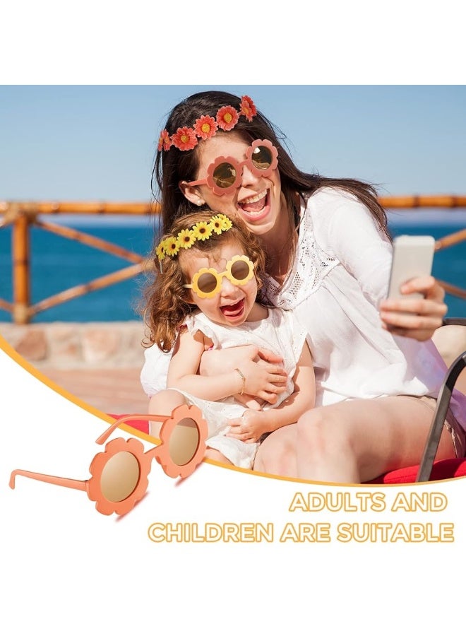 Coume Groovy Retro Flower Sunglasses Headbands Party Favors Daisy Flower Costume Accessories Set 60s 70s Party Gifts for Kids - Image 5