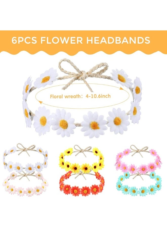 Coume Groovy Retro Flower Sunglasses Headbands Party Favors Daisy Flower Costume Accessories Set 60s 70s Party Gifts for Kids - Image 1