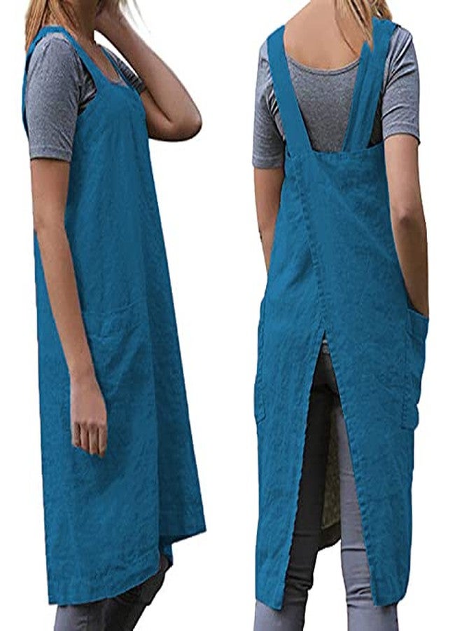 WROLEM Women's Cross Back Pinafore Apron with Large Pockets Home Kitchen, Restaurant, Coffee house,Cooking Gardening Works - Image 1