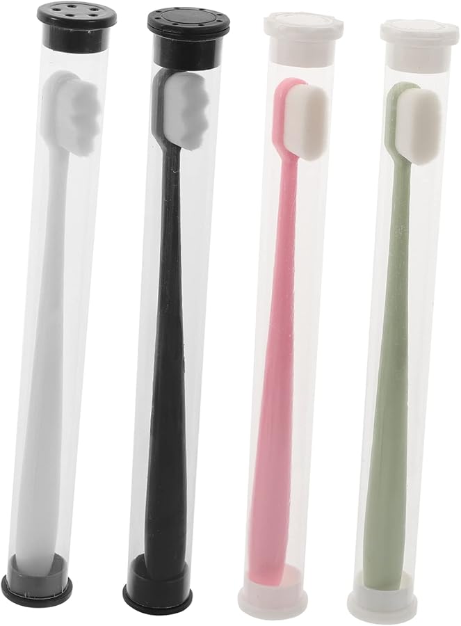 PartyKindom Travel Size Toothbrush Set 4 Pack Gentle for Sensitive Gums Compact for Hiking Adults - Image 1