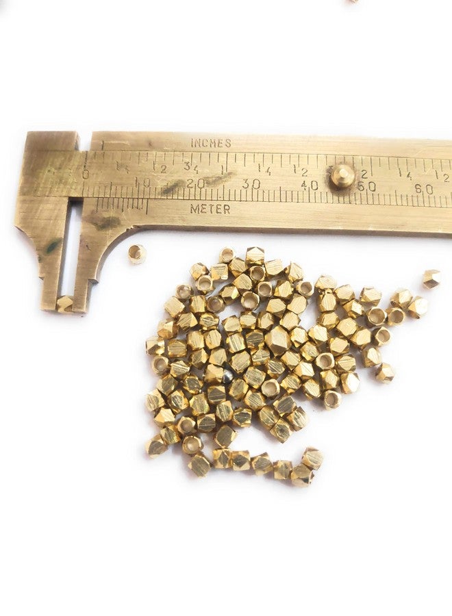 SIJCM Sparkle Diamond Cut Spacer,3mm, Solid Brass Bead, raw Brass Color, Large Hole Spacer - 200 pcs - Image 3
