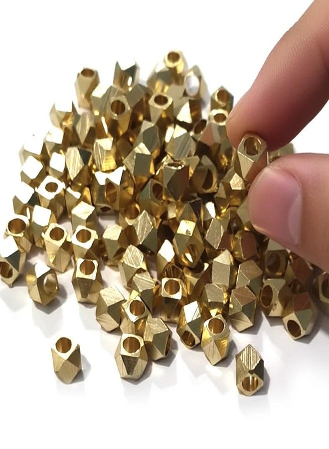 SIJCM Sparkle Diamond Cut Spacer,3mm, Solid Brass Bead, raw Brass Color, Large Hole Spacer - 200 pcs - Image 1