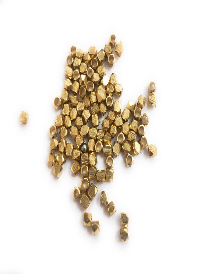 SIJCM Sparkle Diamond Cut Spacer,3mm, Solid Brass Bead, raw Brass Color, Large Hole Spacer - 200 pcs - Image 2