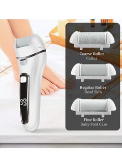 ETG Electric Callus Remover for Feet Rechargeable Pedicure Tools Foot Care Feet File 10 in 1 Callous Remover Kit for Remove Cracked Heels and Dead Skin with 3 Roller Heads 2 Speed Battery Display  - Image 4