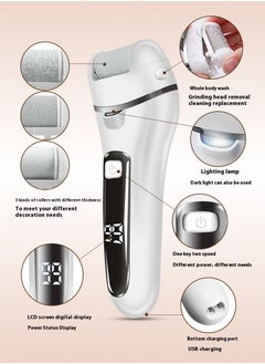 ETG Electric Callus Remover for Feet Rechargeable Pedicure Tools Foot Care Feet File 10 in 1 Callous Remover Kit for Remove Cracked Heels and Dead Skin with 3 Roller Heads 2 Speed Battery Display  - Image 5