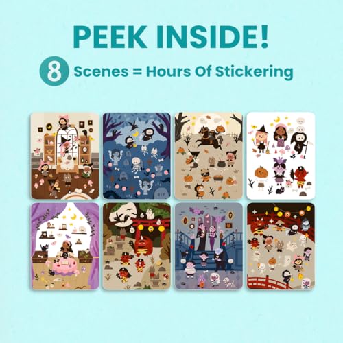 CUPKIN Spooky Village Halloween Stickers for Kids by Cupkin, Toddler Sticker Book, Toys Activity Book, Toddler Travel Essentials, 300+ Halloween Stickers + 8 Sticker Scenes and Coloring Pages - Image 5