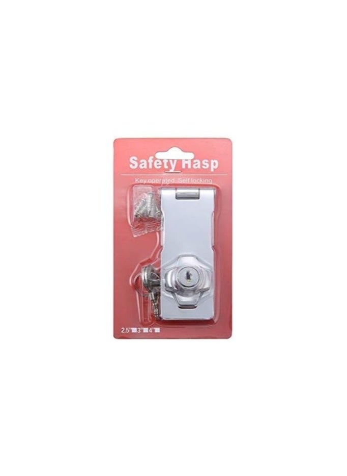 Generic - Deadbolt Lock with Keys, Folding Hinged Lock, Chrome Plated Deadbolt Lock for Cabinet, Small Doors, Chests, Refrigerator Locks - Image 1