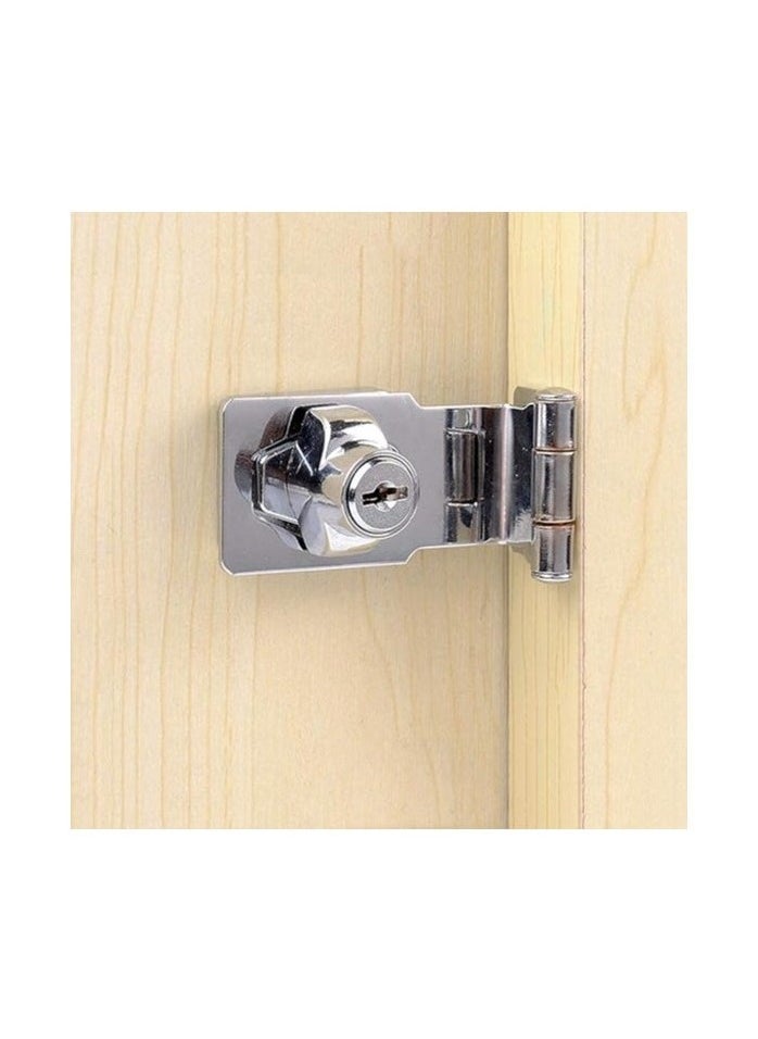 Generic - Deadbolt Lock with Keys, Folding Hinged Lock, Chrome Plated Deadbolt Lock for Cabinet, Small Doors, Chests, Refrigerator Locks - Image 1