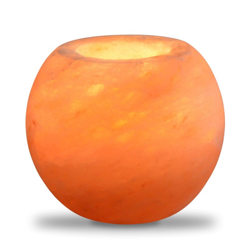 ZenLight Himalayan Salt Crystal Candle Holder Sphere 900g  100 Authentic Natural Himalayan Salt Crystal  Hand Carved  Candle Holder Made of Quality Natural Material  Rounded Shape