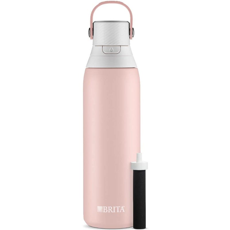 Brita Stainless Steel Premium Filtering Water Bottle  BPA-Free  Reusable  Insulated  Replaces 300 Plastic Water Bottles  Filter Lasts 2 Months or 40 Gallons  Includes 1 Filter  Rose - 20 oz. - Image 1