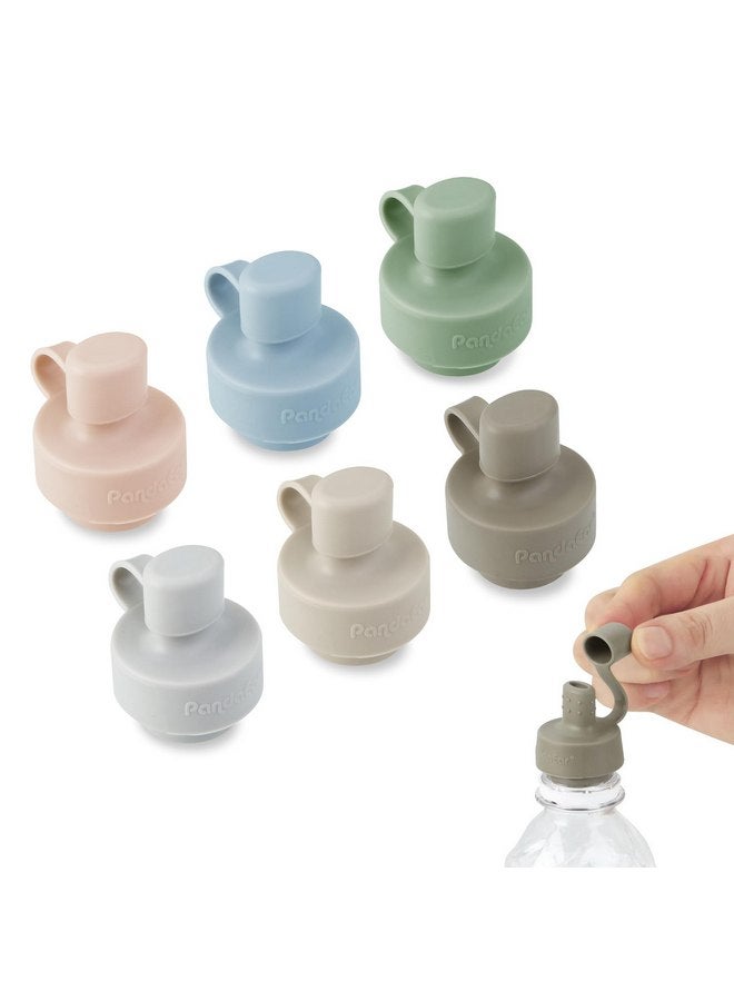 PandaEar 6 Pack Updated Silicone Water Bottle Cap, Baby No Spill Bottles Top Spout Adapter for Toddlers Kids, BPA Free & Leak-Proof -Multicolor - Image 1