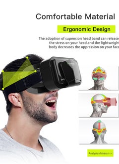 في آر شينيكون 3D الواقع الافتراضي سماعة مع جهاز التحكم عن بعد للأفلام والألعاب نظارات VR سماعة نظارات متوافقة مع هاتف Android ، تلميذ قابل للتعديل وكائن Distan  - Image 4