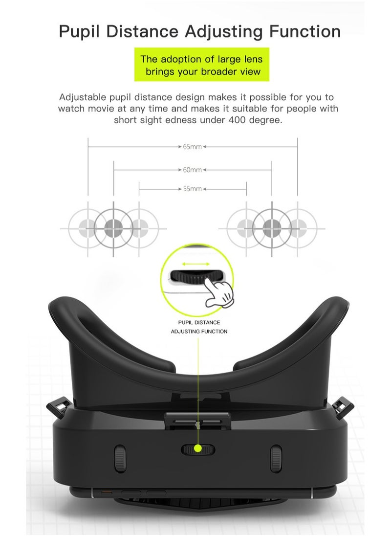 في آر شينيكون 3D الواقع الافتراضي سماعة مع جهاز التحكم عن بعد للأفلام والألعاب نظارات VR سماعة نظارات متوافقة مع هاتف Android ، تلميذ قابل للتعديل وكائن Distan  - Image 5