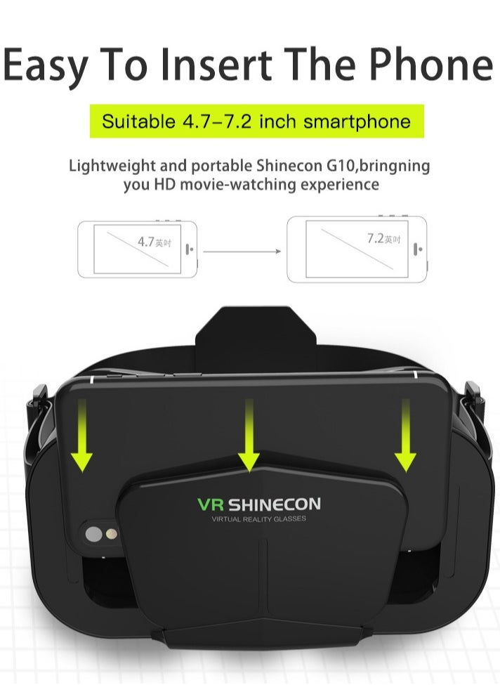 في آر شينيكون 3D الواقع الافتراضي سماعة مع جهاز التحكم عن بعد للأفلام والألعاب نظارات VR سماعة نظارات متوافقة مع هاتف Android ، تلميذ قابل للتعديل وكائن Distan  - Image 3
