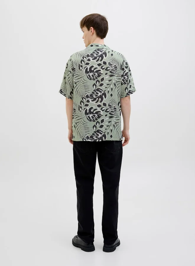 JJ Rebel JJ REBEL Printed Resort Collar Short Sleeve Shirt