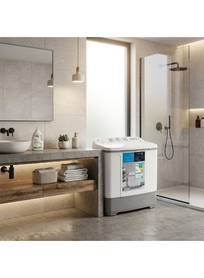 SAHM Twin Tub Washing Machine - 5 kg - White - SHM-06TTF - Image 3