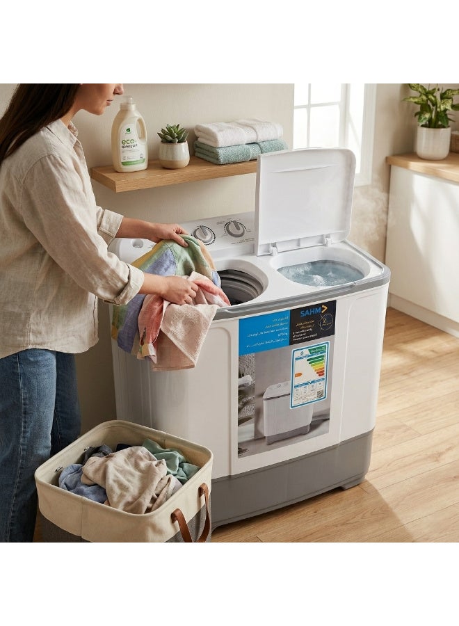 SAHM Twin Tub Washing Machine - 5 kg - White - SHM-06TTF - Image 2
