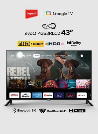 43 Inch Full HD Smart Google LED TV With Free Wall Mount, Super Slim Design, Dolby Audio, HDR 10, A+ Grade Panel, Support Bluetooth, Wi-Fi, HDMI ARC, USB, With Voice Remote EvoQ 43S3RLC2 Black