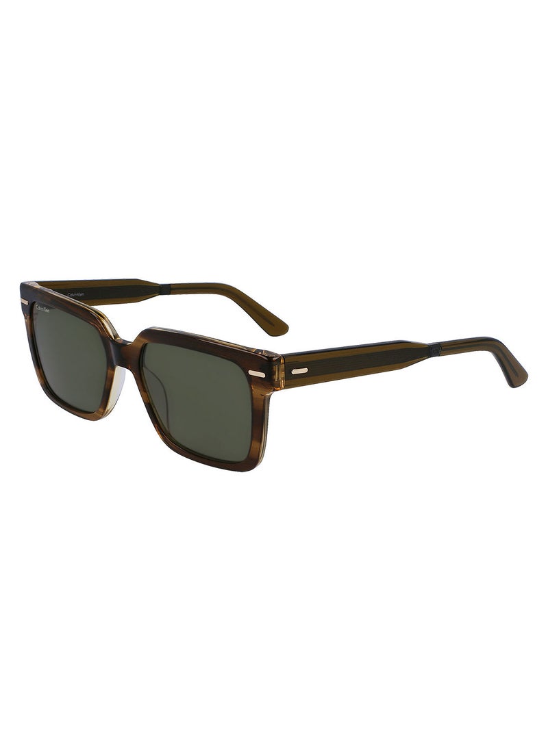 CALVIN KLEIN - Full Rim Acetate Rectangle Calvin Klein Sun Ck22535S 5517 (317) Striped Olive - Image 1