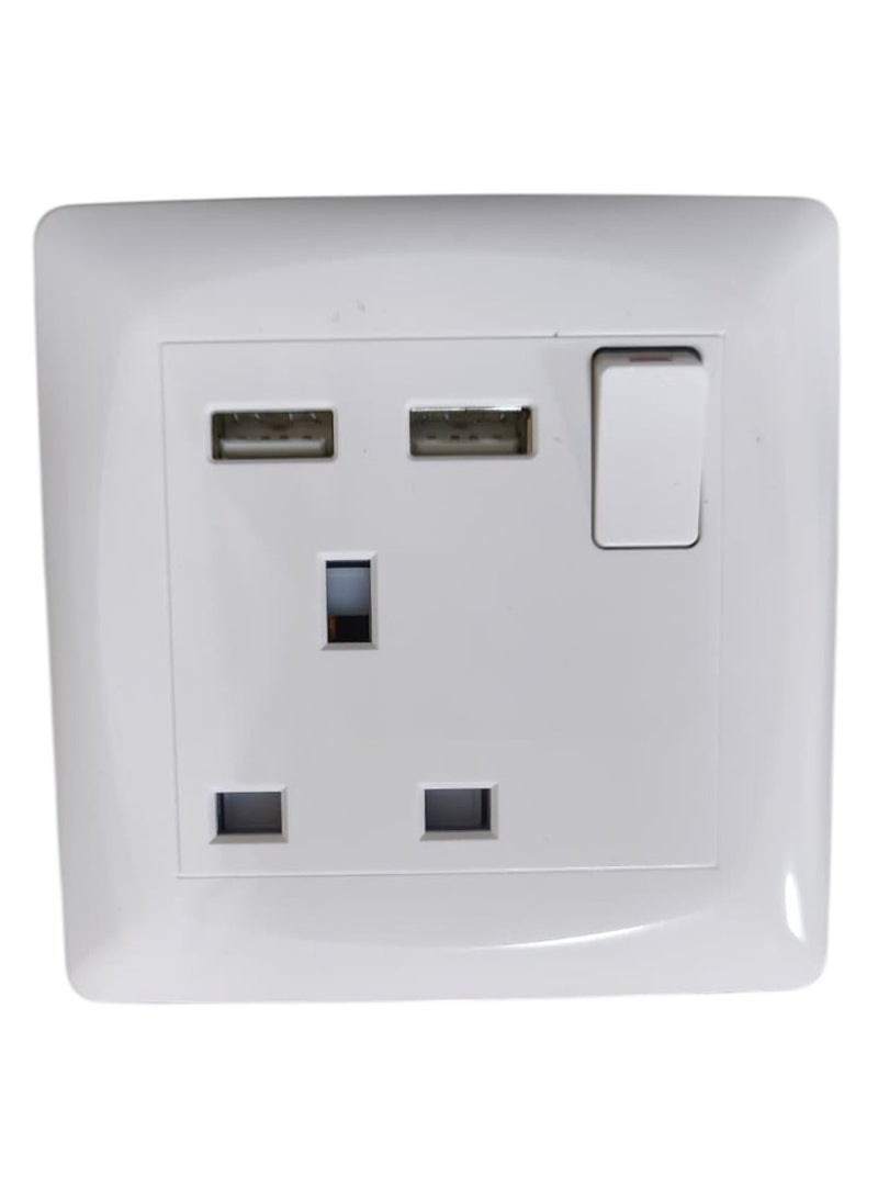 Hyled Zimplus 13a 1gang with 2 usb white Slim Piano - Image 1