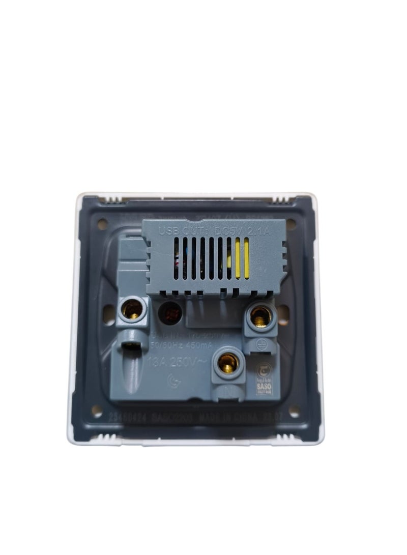 Hyled Zimplus 13a 1gang with 2 usb white Slim Piano - Image 2