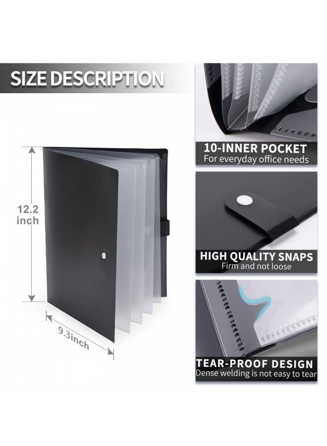 Cesil 10-Pocket File Folder, Letter A4 Paper Project Organizer Folders with Snap Button, Plastic Document Organizer for School Office Home - Image 4