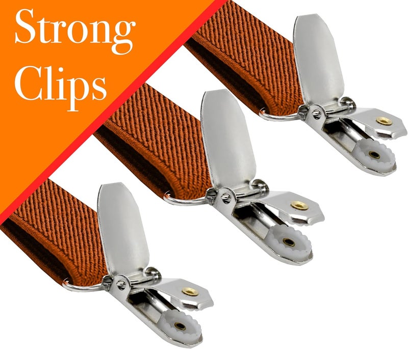 DIBI Suspenders for Men - Adjustable X back Suspender with 4 Strong Clips - Image 3