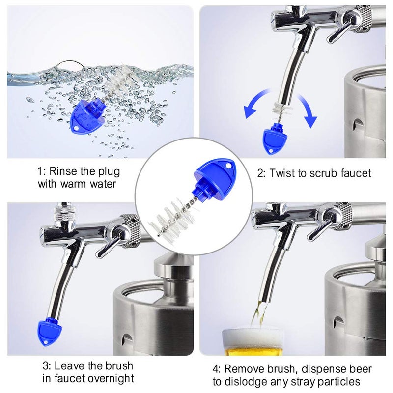 MRbrew ã€8 PCSã€‘MRbrew Beer Tap Plug Brush, Beer Faucet Tap Brush Plug for Beer Faucet Draft Beer Tap Cleaning Plug Brush Kit with Beer Faucet Brush Cap for Most Standard American Draft Beer Faucet - Image 3