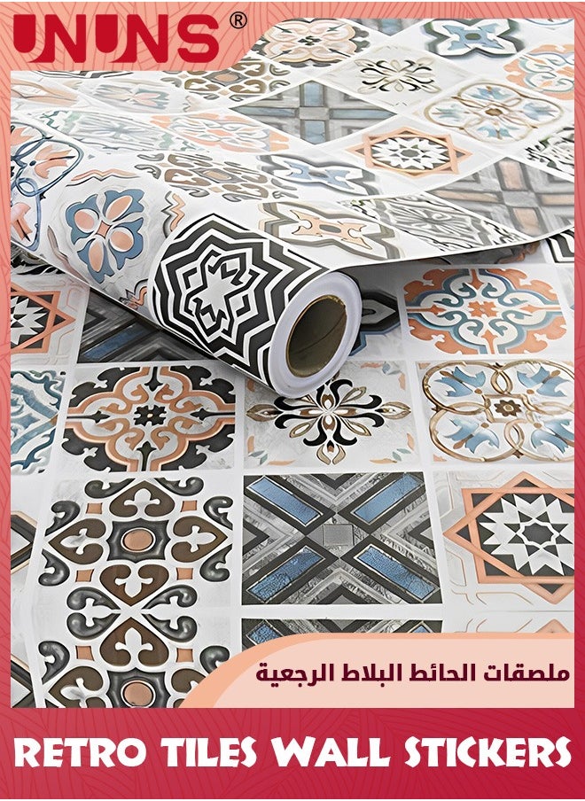 UNUNS Wall Stickers,60x300cm Self Adhesive Wallpaper,Retro Tiles Wall Paper,Boho Contact Paper Peel And Stick Wall Stickers,Waterproof Oil-Proof Wall Decoration For Living Room Bath Room Kitchen  - Image 4