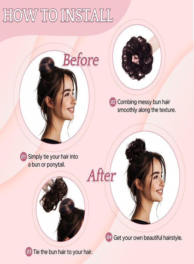 SEGO SEGOHAIR Hair Bun 100% Human Hair Natural Straight Messy Bun Hair Piece with Elastic Scrunchie for Women & Girls- 1 PCS Dark Brown - Image 5