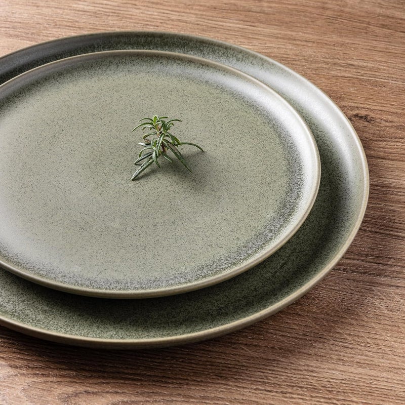 LERATIO Stoneware Dinnerware Sets for 6Handcarft Ceramic Plates and Bowls SetsChip and Scratch Resistant Dishes Dishwasher  Microwave Safe Oven safeReactive GlazeGreen - Image 3