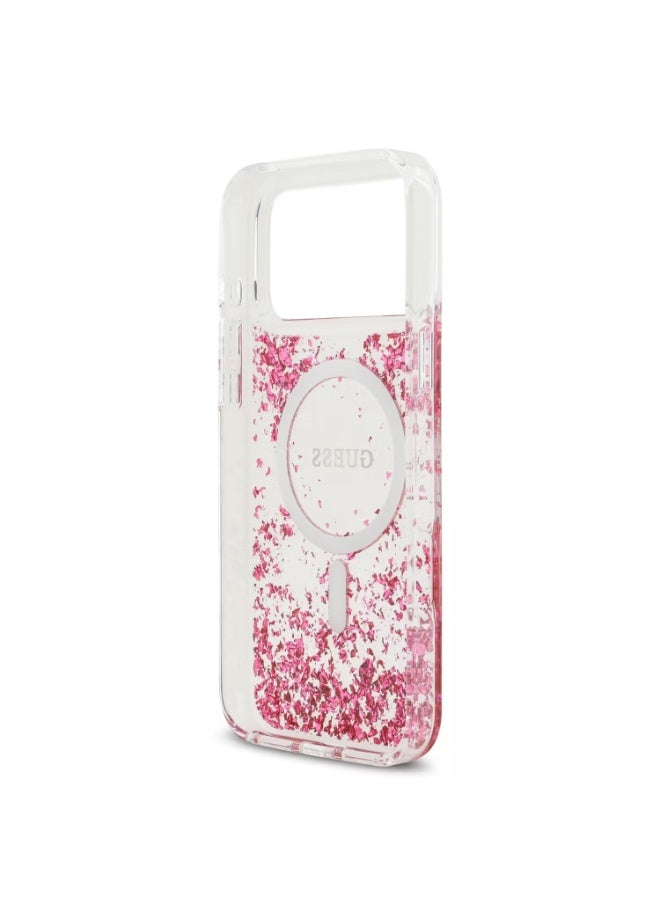 GUESS Guess MagSafe Glitter Pattern Case for iPhone 17 Pro Max, Drop Protection, Lightweight Design, Comfortable Grip, Sustainable Packaging, Easy Snap-On, Slim Profile - Pink - Image 4
