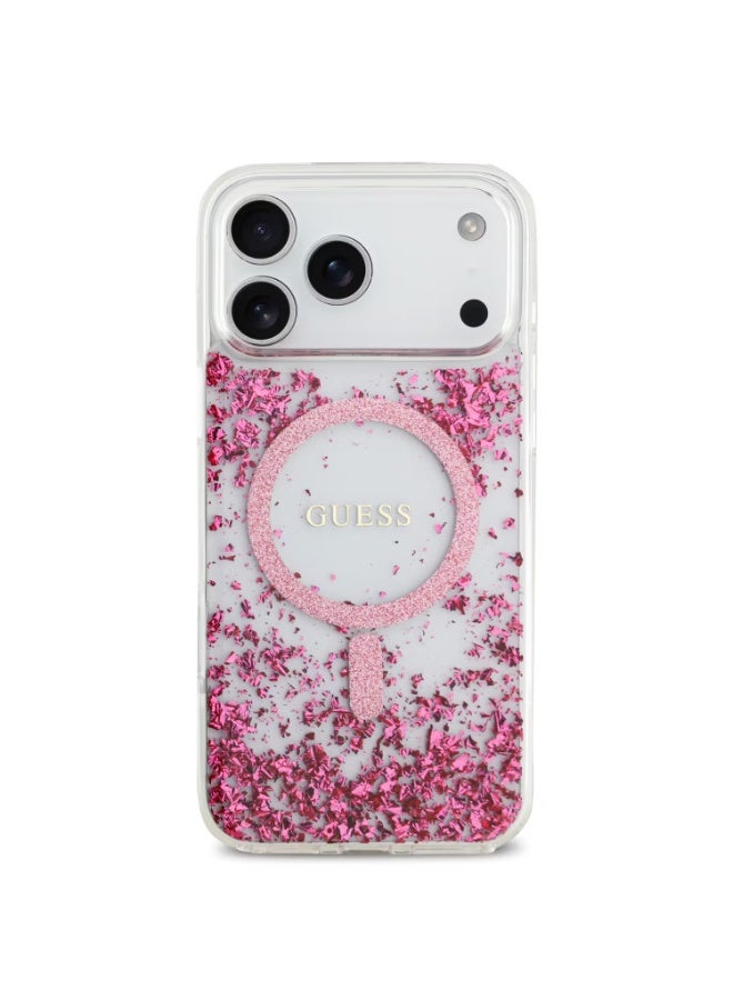 GUESS Guess MagSafe Glitter Pattern Case for iPhone 17 Pro Max, Drop Protection, Lightweight Design, Comfortable Grip, Sustainable Packaging, Easy Snap-On, Slim Profile - Pink - Image 3
