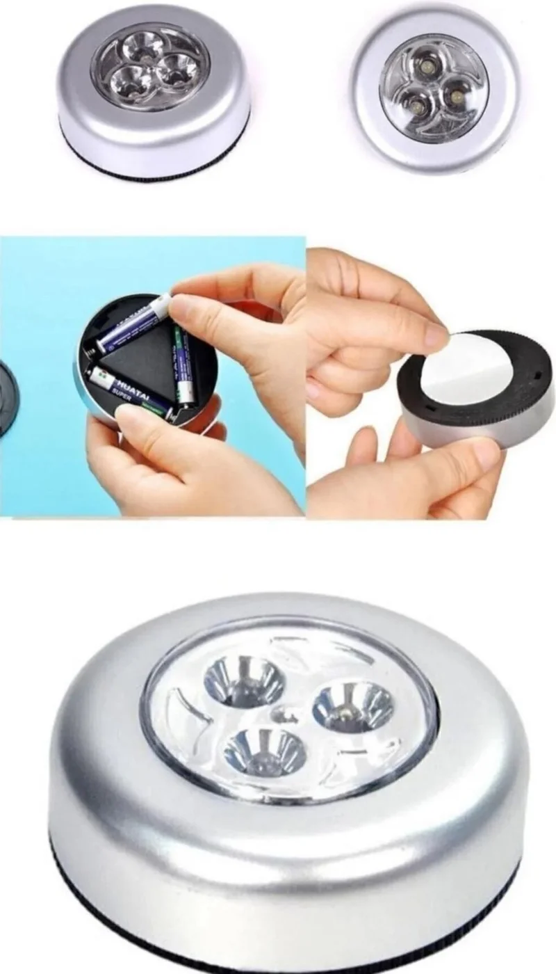 Hane216 3 Pieces Showcase Kitchen Counter Top Cabinet Interior Lighting Adhesive Wireless Touch Spot Lamp