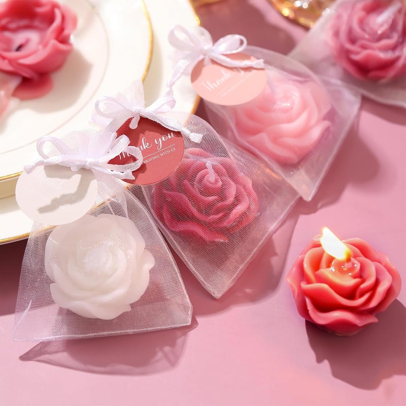 Treela 50 Set Flower Candles Wedding Favor for Guests Mini Dusty Pink Rose Shaped Tealight Candles for Return Gift Wedding Birthday Bridal Shower Housewarming Party - Image 2