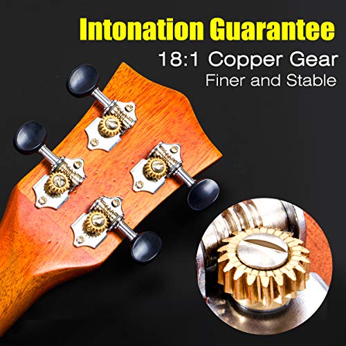 AKLOT Concert Ukulele, AKLOT Acoustic-Electric Ukelele 23 Inch Solid Mahogany with Equalizer Uke for Professional Player with Beginner Kit (Gig Bag, Picks, Strap, String, Cleaning Cloth, Starter Manual) - Image 2