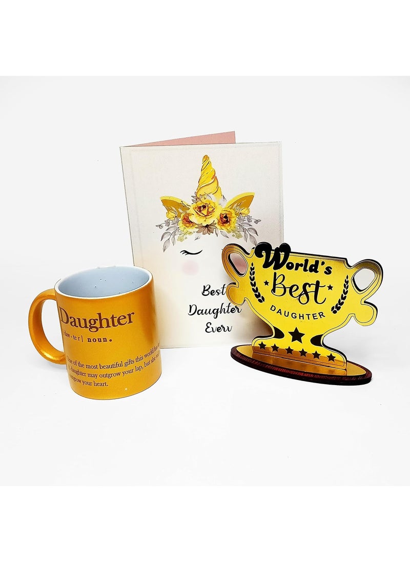 NorthLand - Northland Happy Birthday Daughter Greeting Card Gift Combo - Coffee Mug, World Best Daughter Trophy, Greeting Card - Birthday Gift for Daughter - Image 1